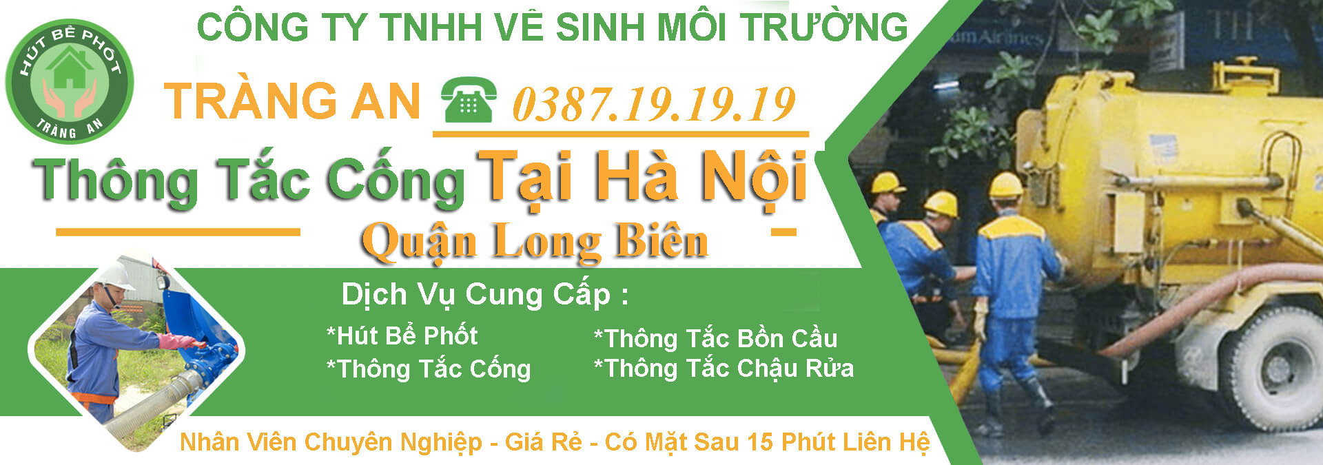 1️⃣ Thông Tắc Cống Tại Long Biên【Tràng An】giá 50K – BH 5 Năm